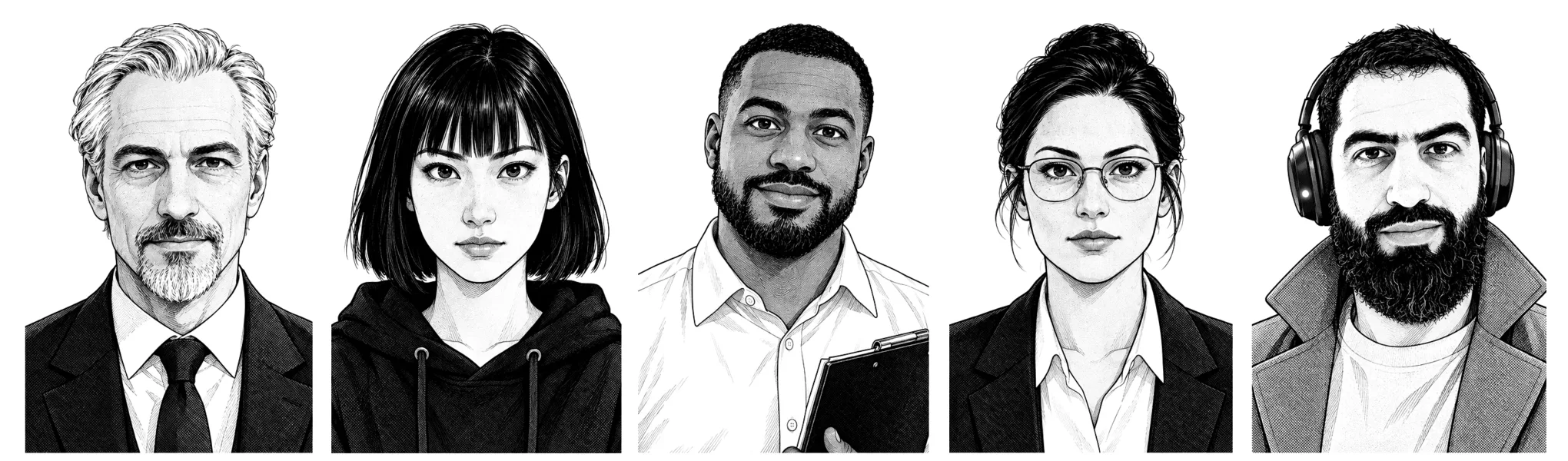 Tomasz, Mei, Kwame, Leonie and Rachid